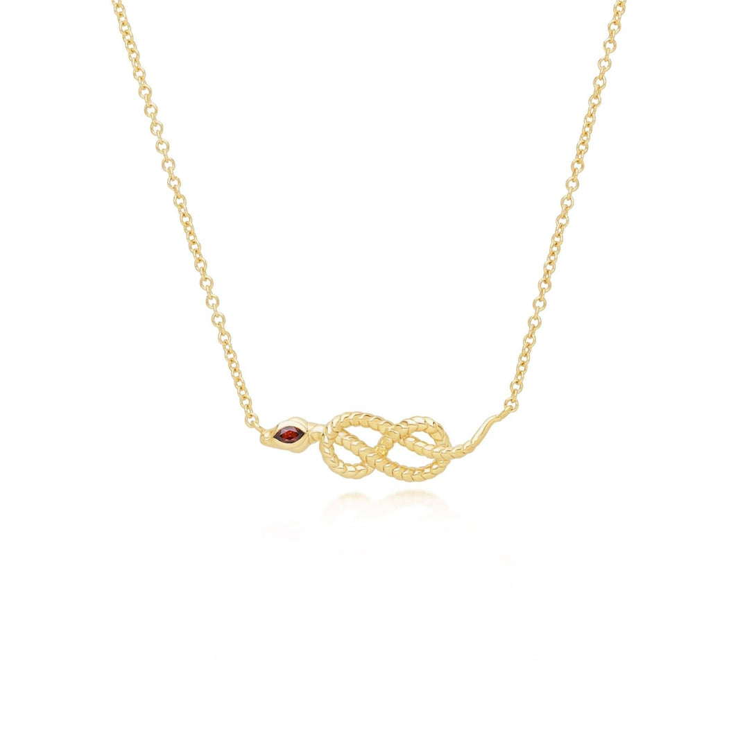 253N365801925 ECFEW™ Garnet Winding Snake Pendant Necklace in Gold Plated Sterling Silver