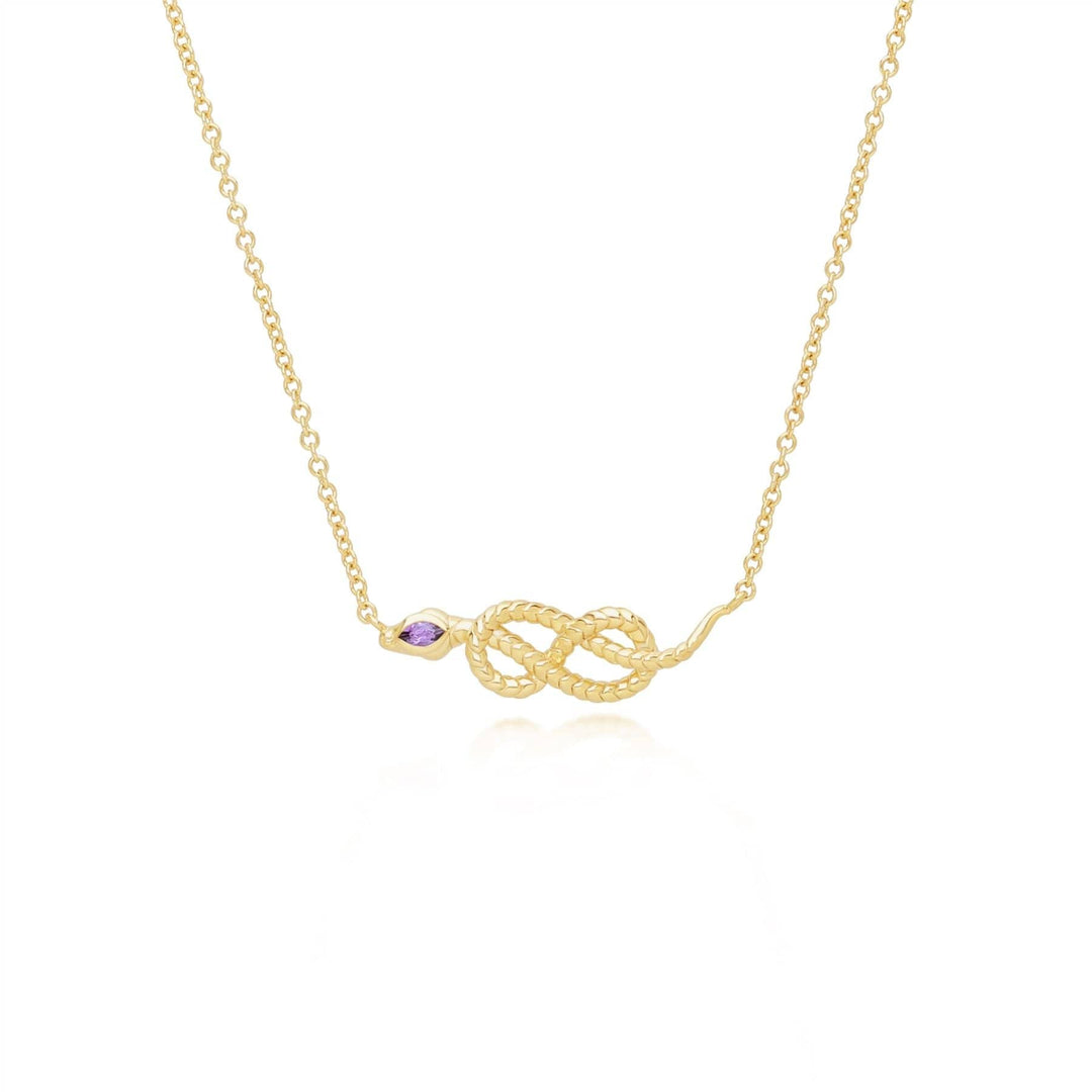 253N365802925 ECFEW™ Amethyst Winding Snake Pendant Necklace in Gold Plated Sterling Silver