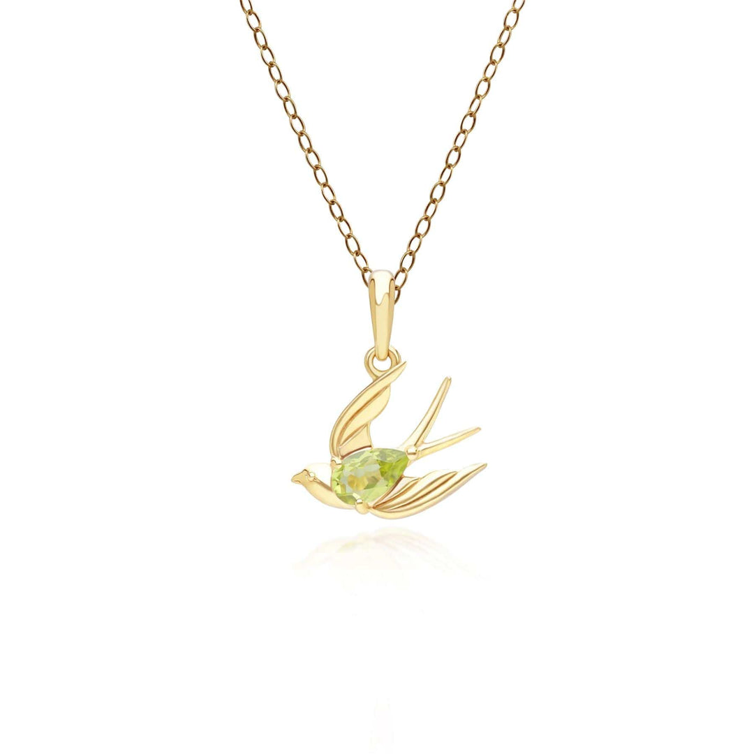 253P340801925 ECFEW™ Creator Peridot Hummingbird Pendant Necklace in Gold Plated Sterling Silver