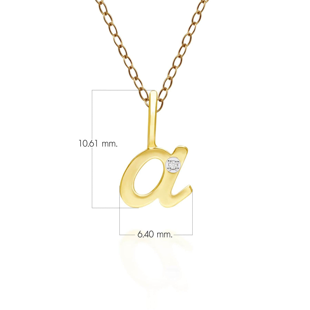 191P0772019 Alphabet Letter A Diamond pendant in 9ct Yellow Gold Dimensions