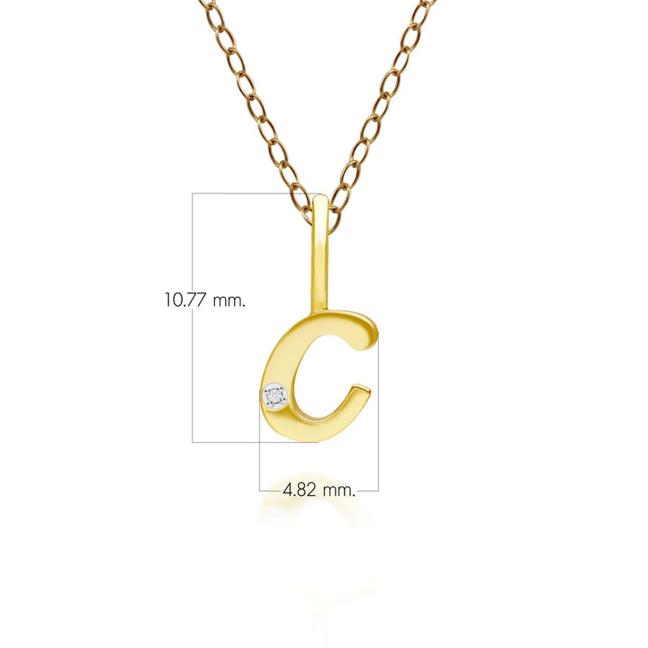 191P0774019 Alphabet Letter C Diamond pendant in 9ct Yellow Gold Dimensions
