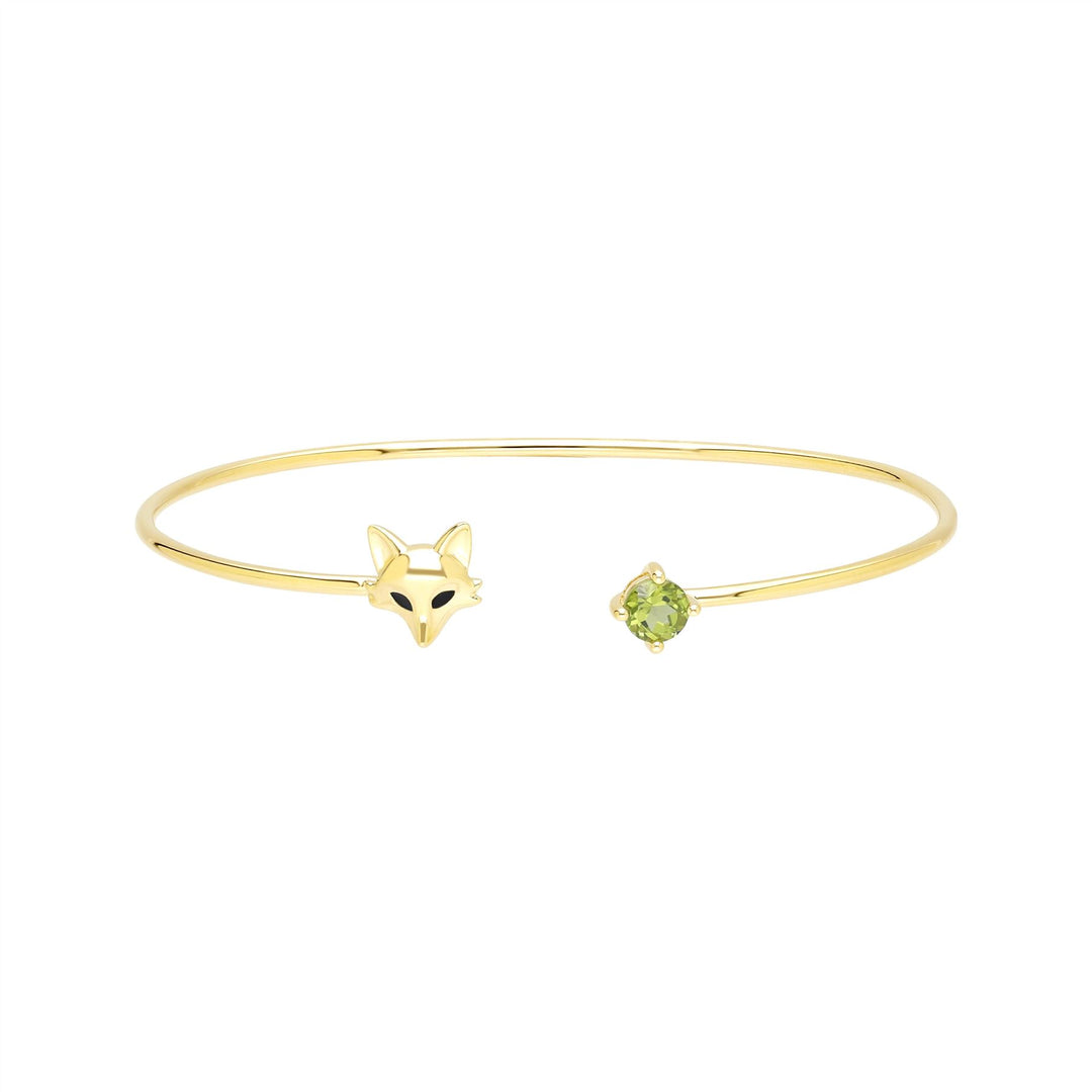 Gardenia Peridot Fox Bangle In 9ct Yellow Gold 135B0050039
