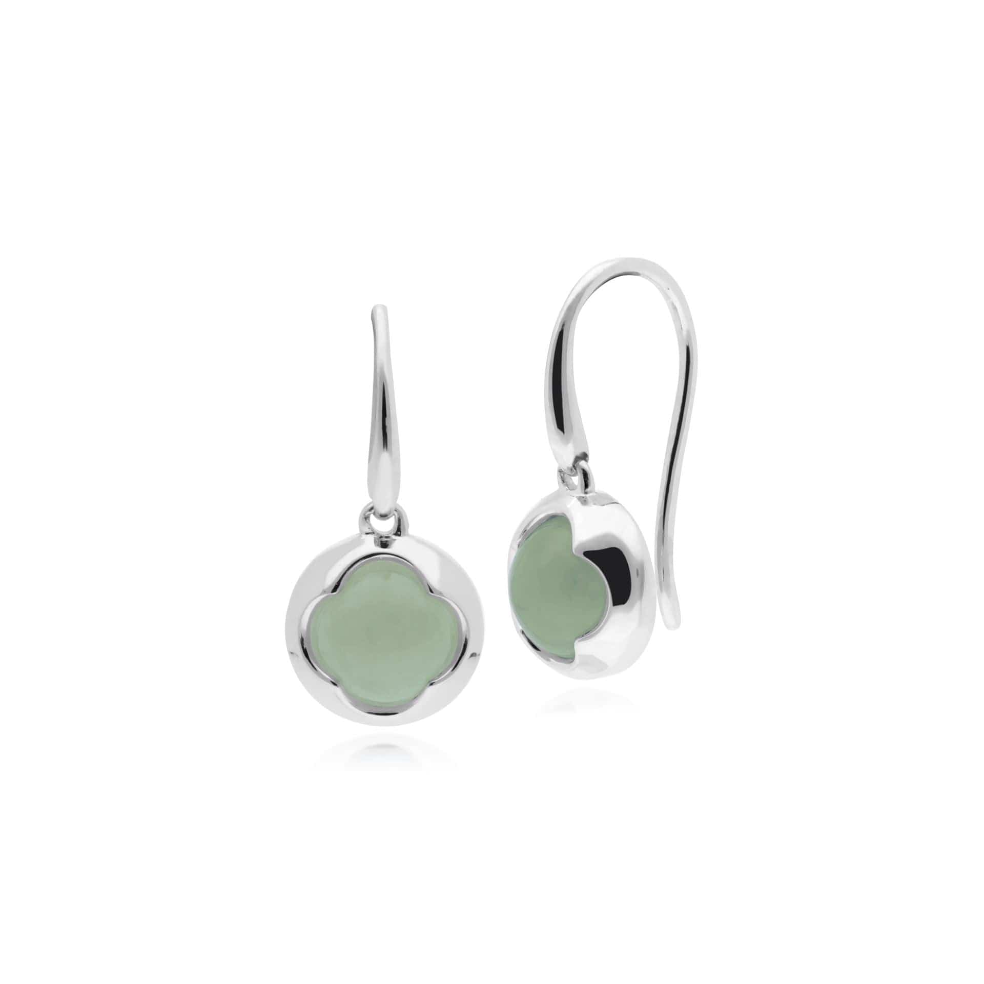 270E023303925 Geometric Jade Circular Prism Drop Earrings in 925 Sterling Silver 1