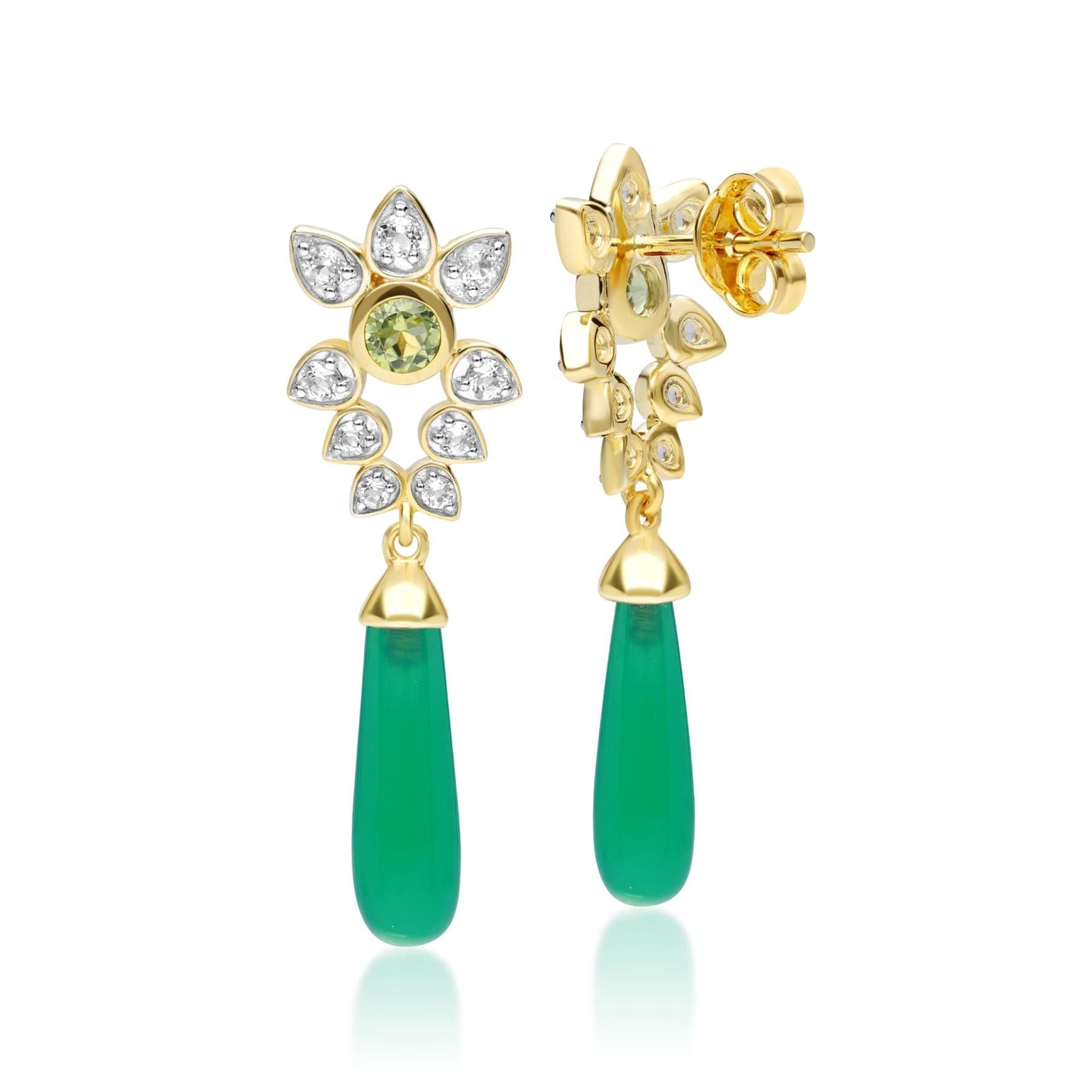 253E337402925 ECFEW™ Creator Dyed Green Chalcedony, Peridot & White Topaz Earrings In Sterling Silver 2