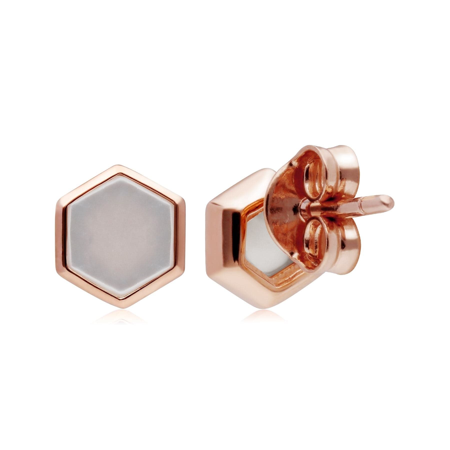 270E029803925 Micro Statement Mother of Pearl Stud Earrings in Rose Gold Plated  Silver 2