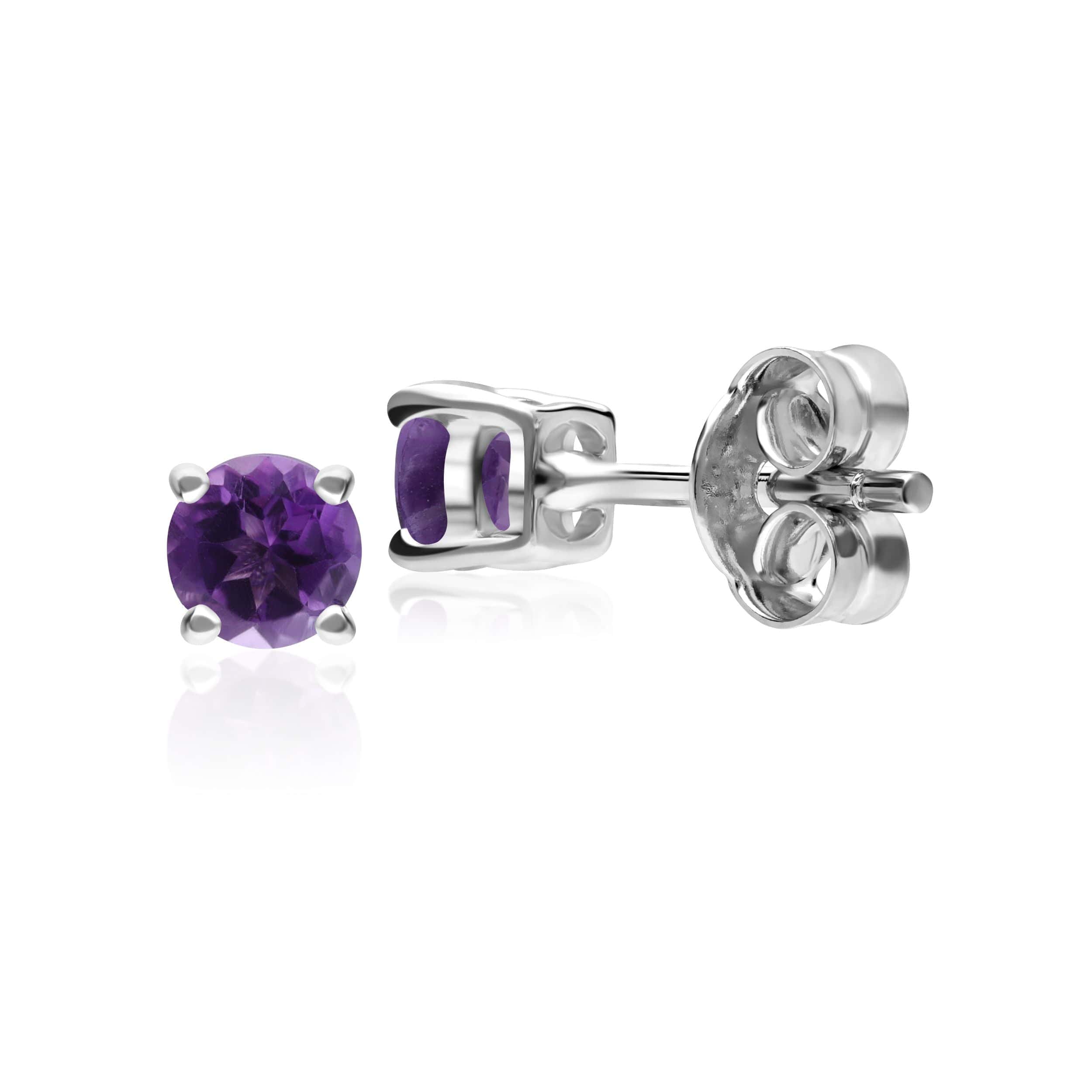 11612 Classic Round Amethyst Stud Earrings in 9ct White Gold 3.5mm 2