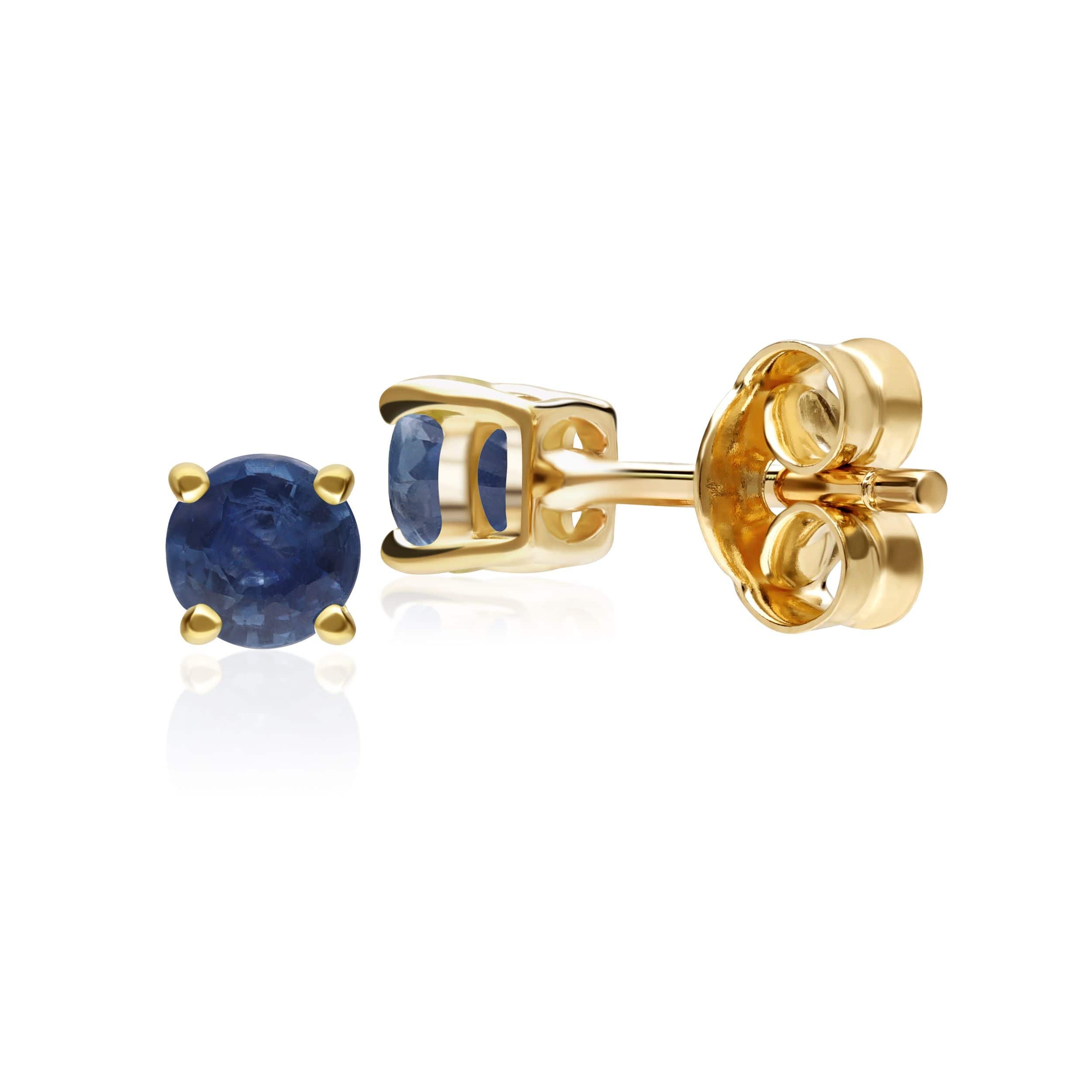 11559 Classic Round Sapphire Stud Earrings in 9ct Yellow Gold 3.5mm 2