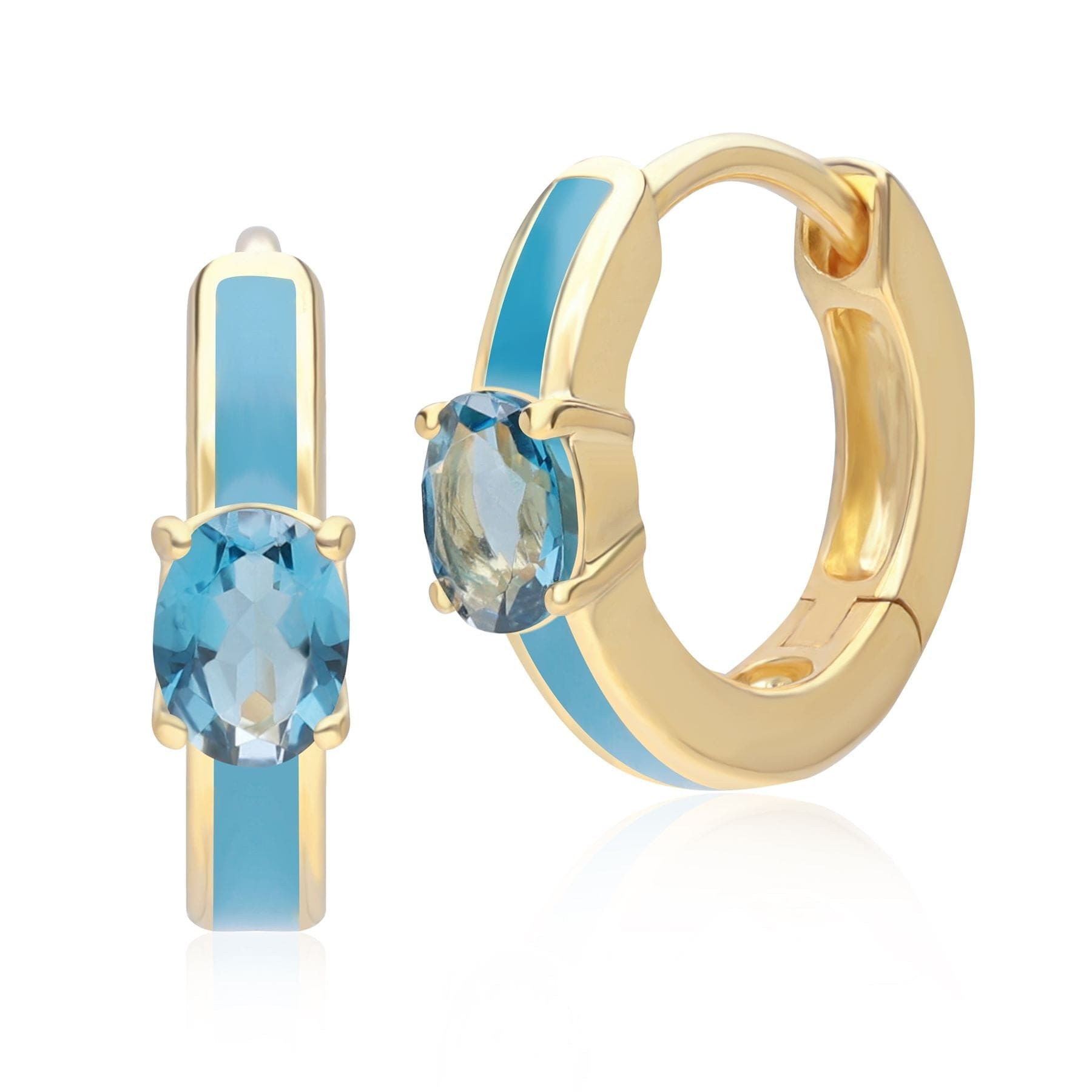 Blue Topaz Gold Hoop Earrings London 9ct Gold London Blue Topaz