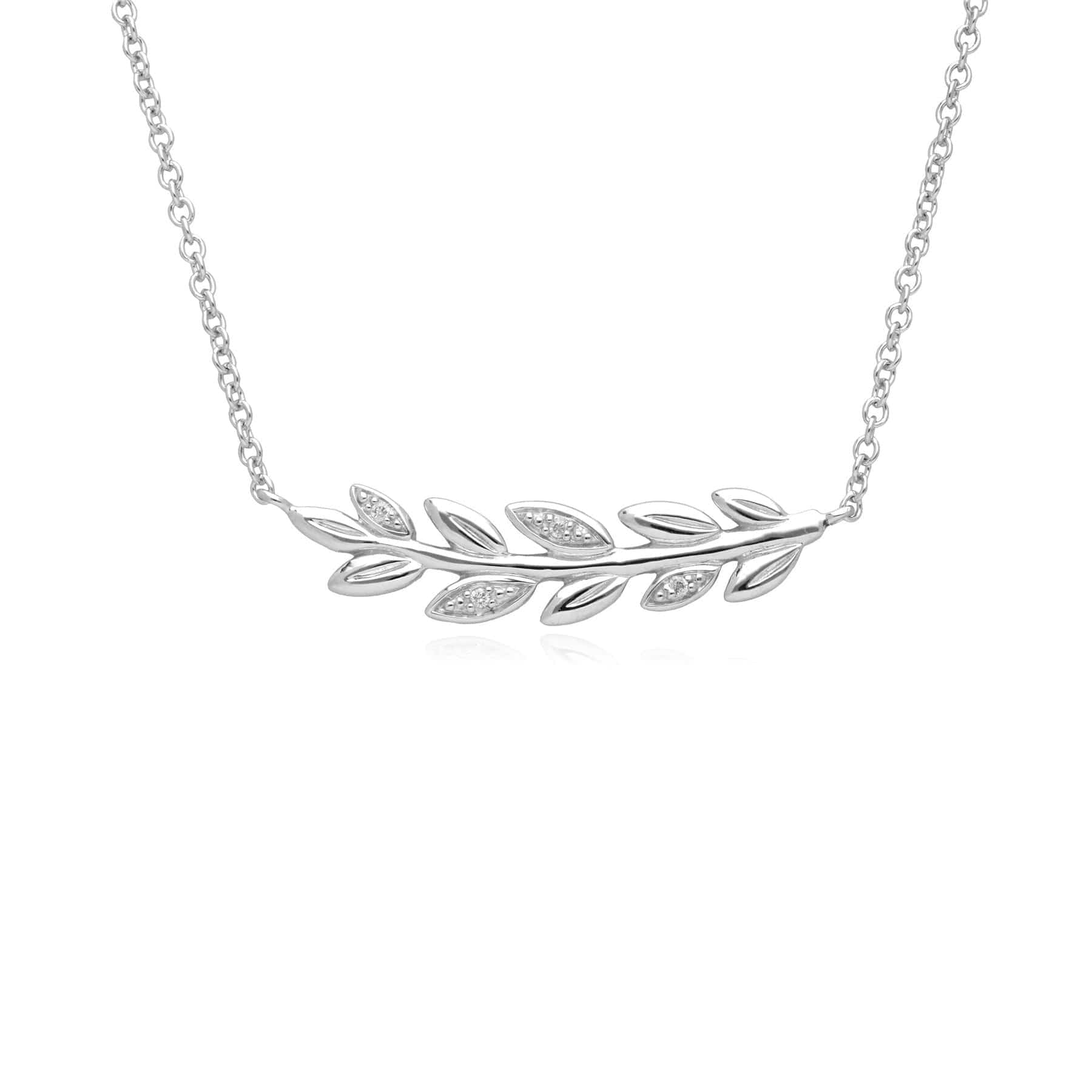 162N0035019 O Leaf Diamond Necklace in 9ct White Gold 1