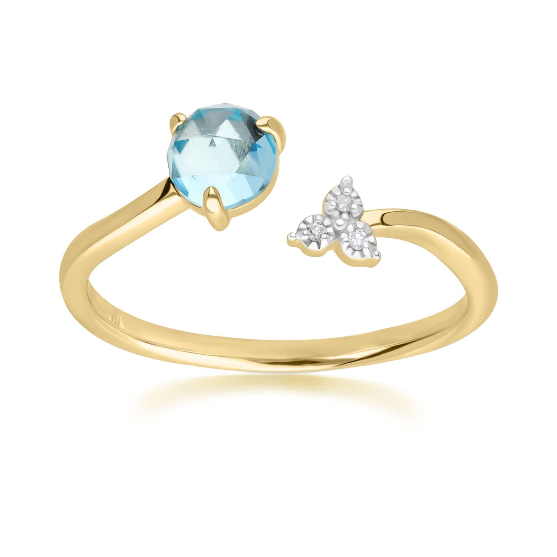 135R2057019 Classic Light Swiss Blue Topaz Open Ring in 9ct Yellow Gold Front