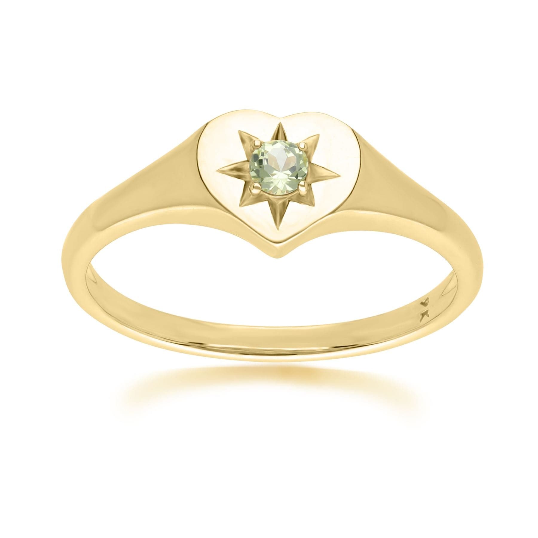 135R2055049 ECFEW™ 'The Liberator' Peridot Heart Ring in 9ct Yellow Gold Front