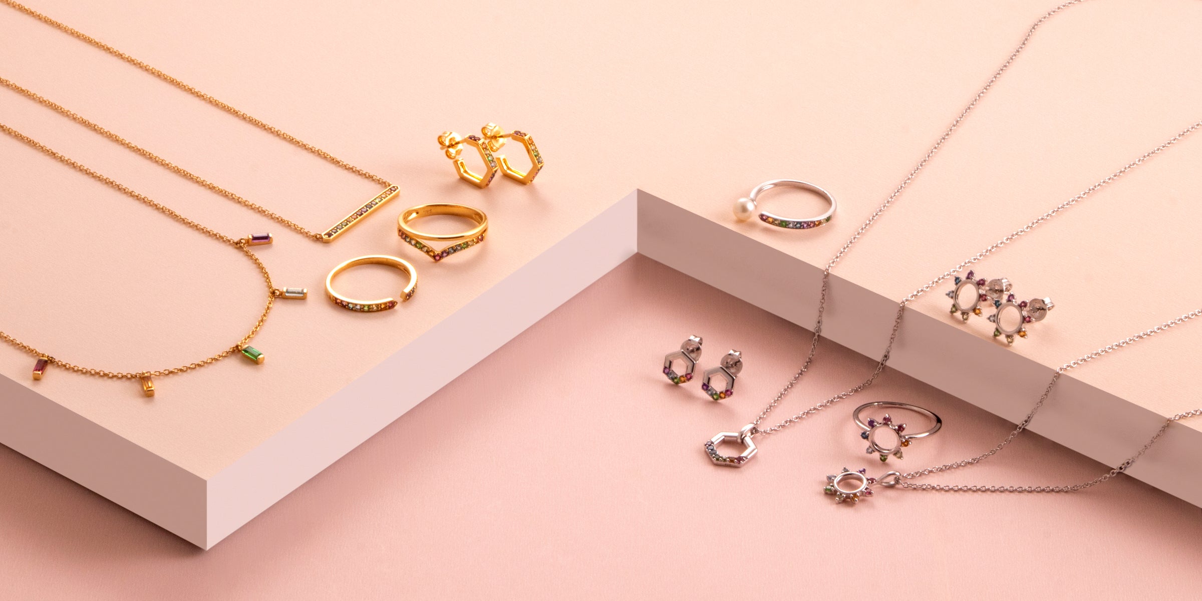 Rainbow Edit | rainbow gemstone rings, necklaces, earrings and bracelets