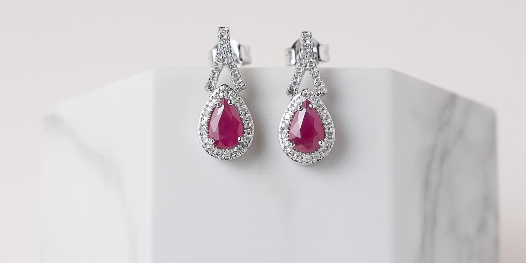 July Birthstone Earrings with Ruby and Diamond