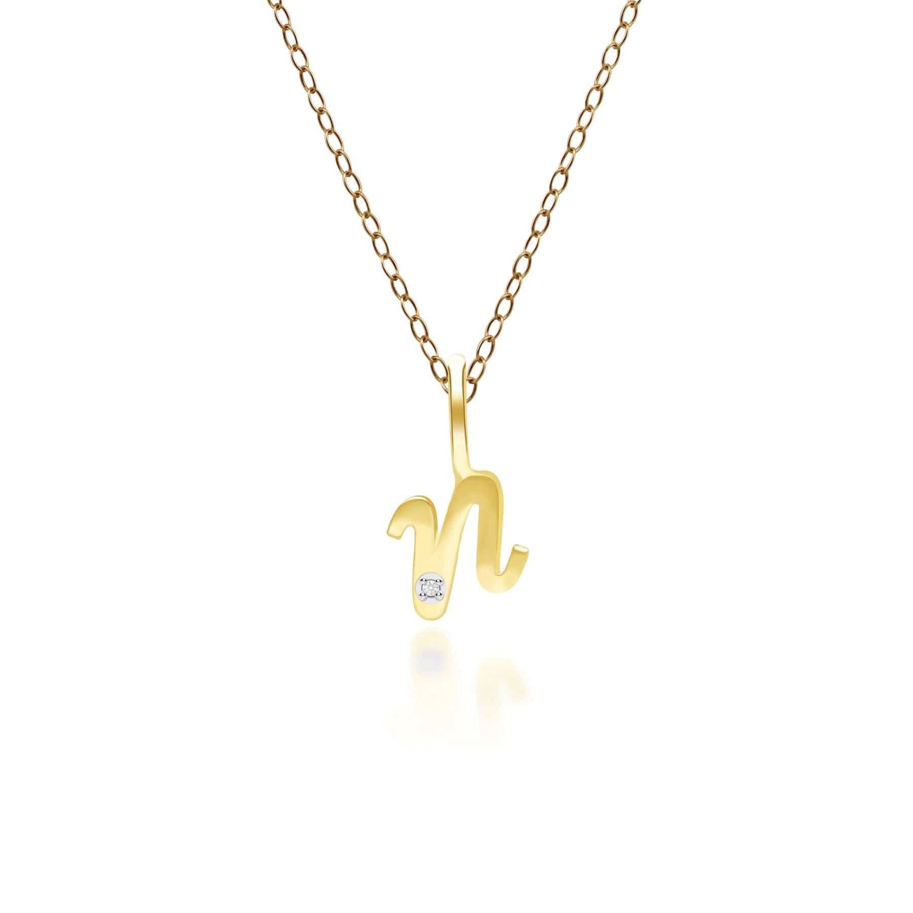 191P0785019 Alphabet Letter N Diamond pendant in 9ct Yellow Gold Front