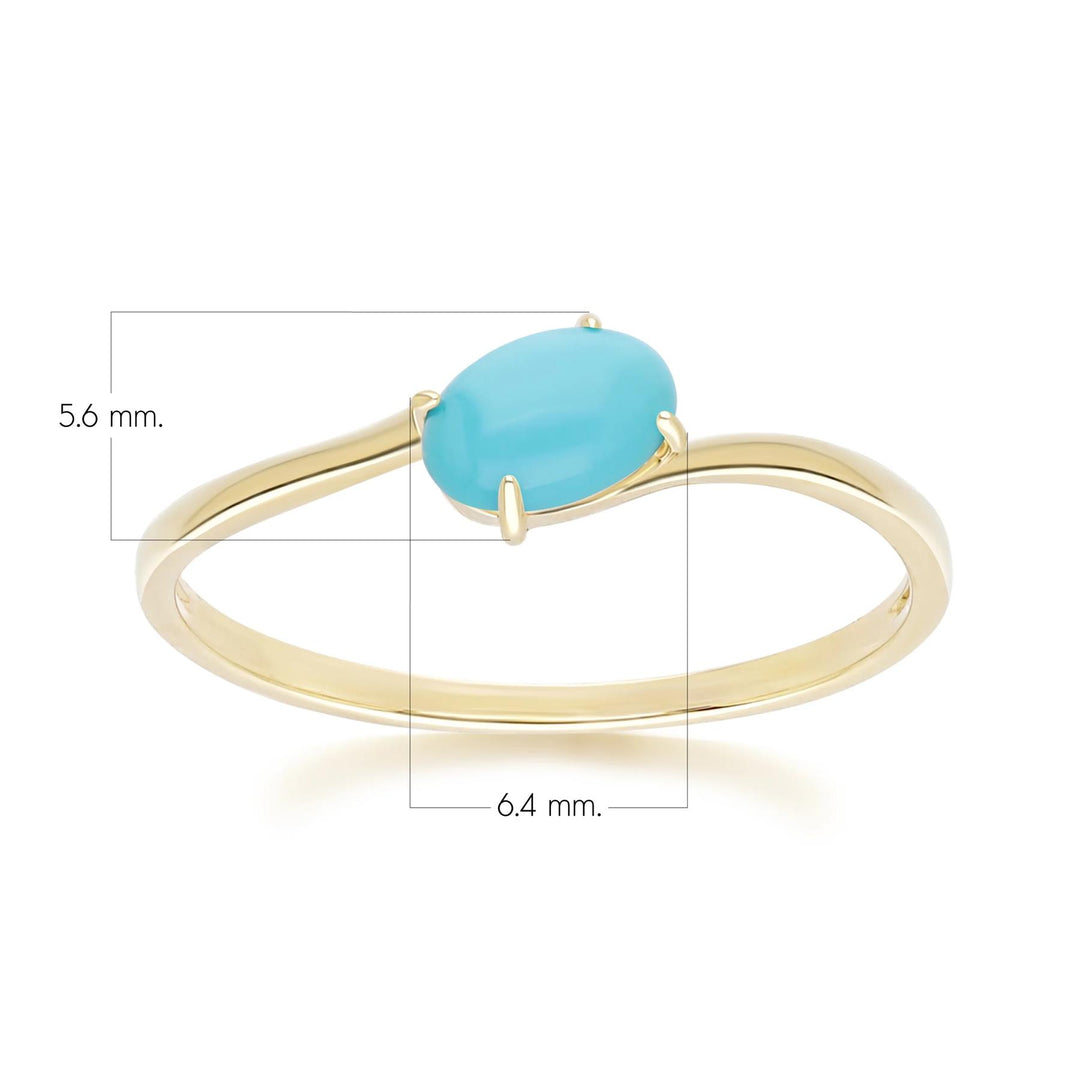 Classic Oval Turquoise Ring in 9ct Yellow Gold 6x4mm