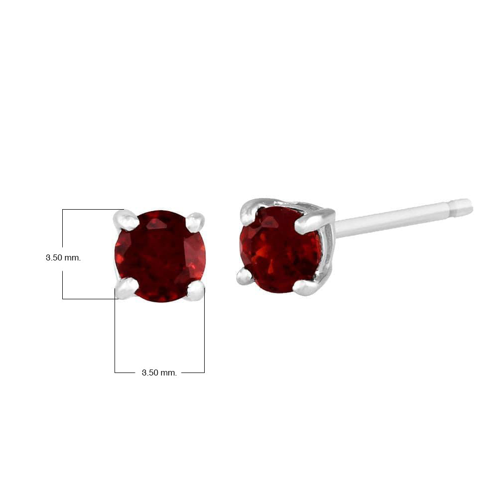 Classic Round Garnet Stud Earrings in 9ct White Gold 3.5mm