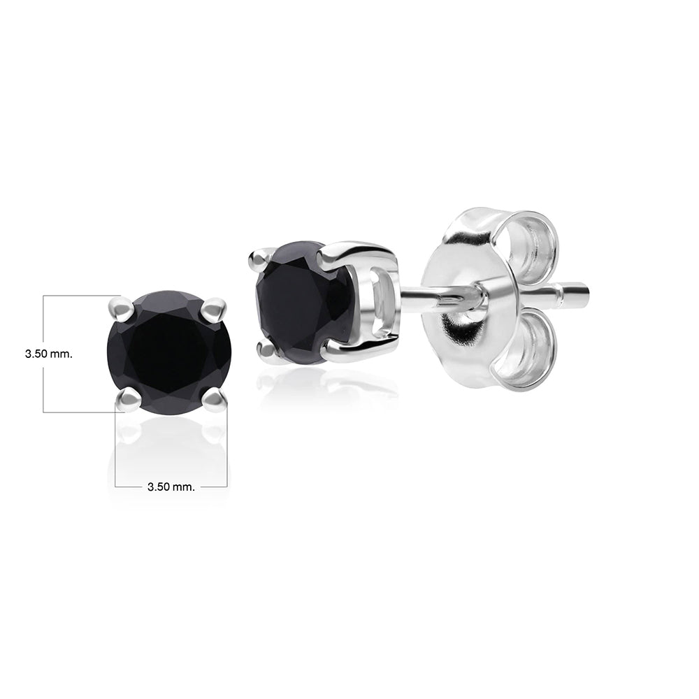 Classic Round Black Onyx Stud Earrings in 9ct White Gold 3.5mm