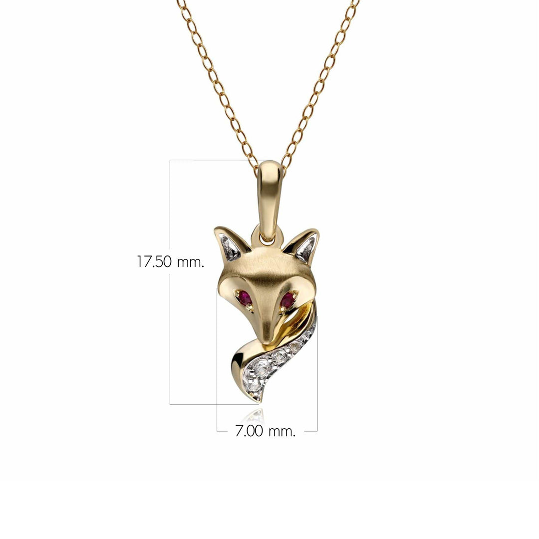 Gardenia Ruby Fox Pendant Necklace In 9ct Yellow Gold