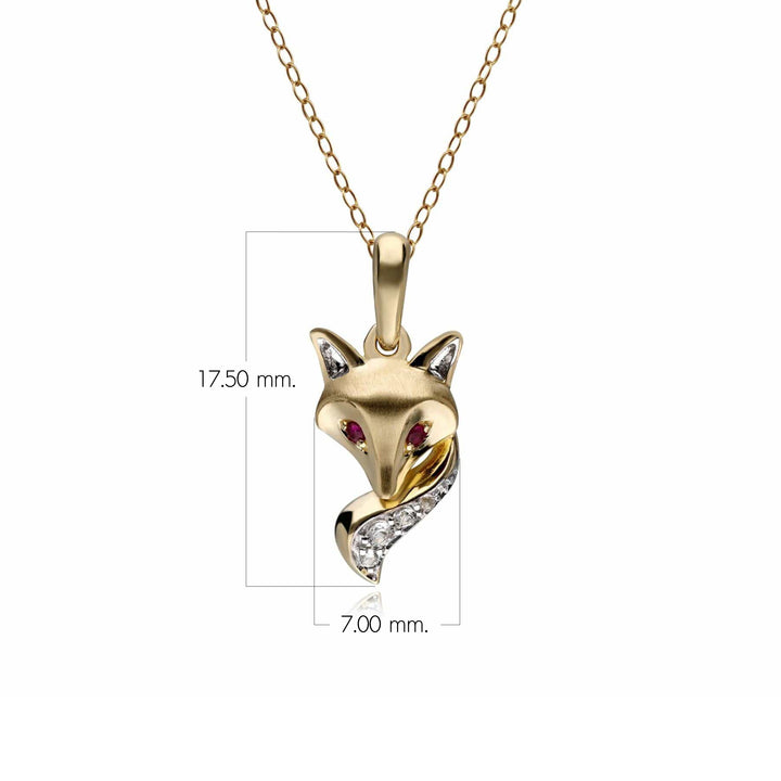 Gardenia Ruby Fox Pendant Necklace In 9ct Yellow Gold