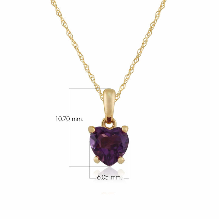 Classic Heart Amethyst Pendant in 9ct Yellow Gold