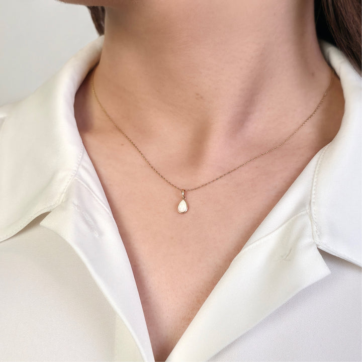 Classic Pear Opal Pendant in 9ct Yellow Gold