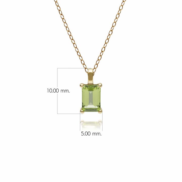 Classic Baguette Peridot Pendant in 9ct Yellow Gold