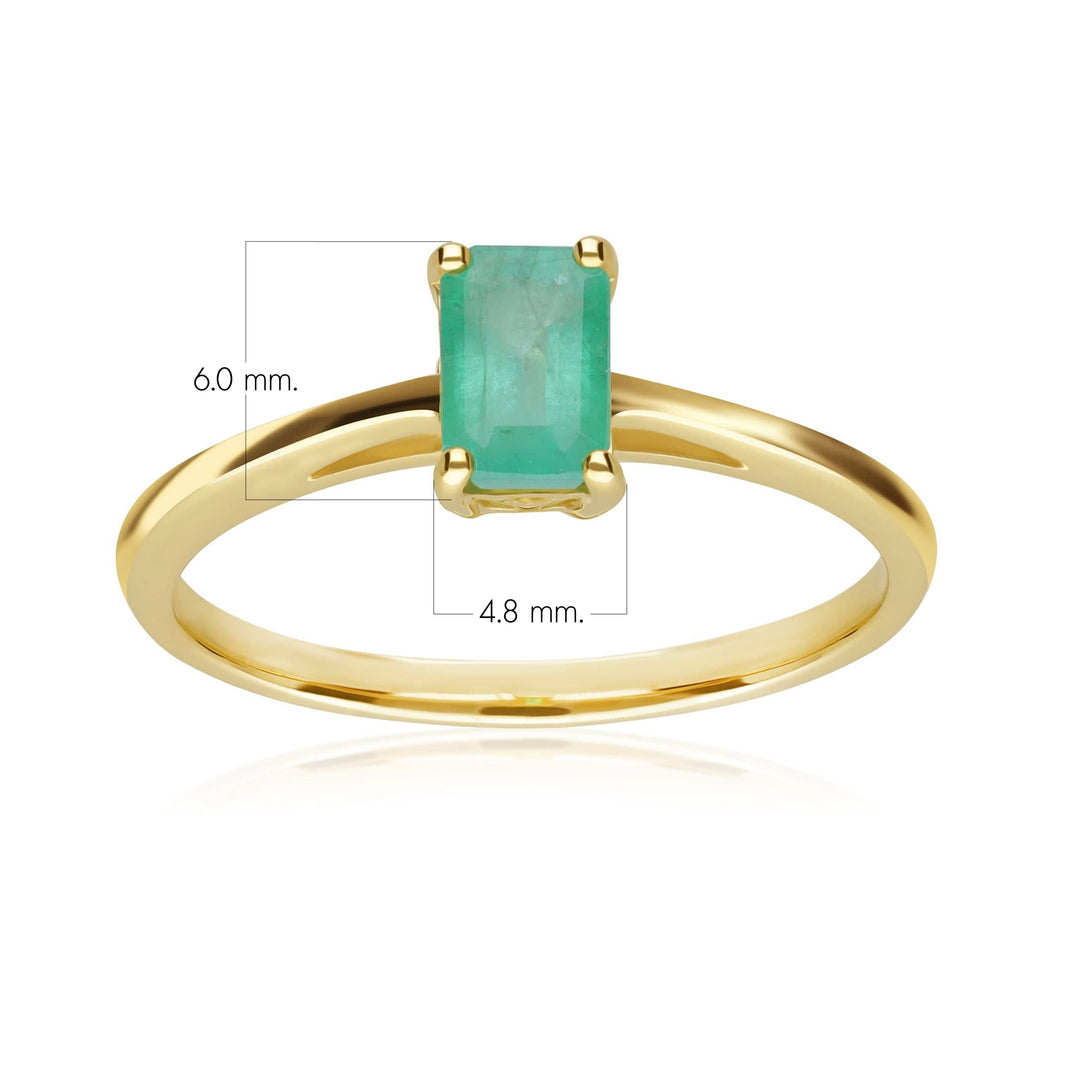Classic Baguette Emerald Ring in 9ct Yellow Gold