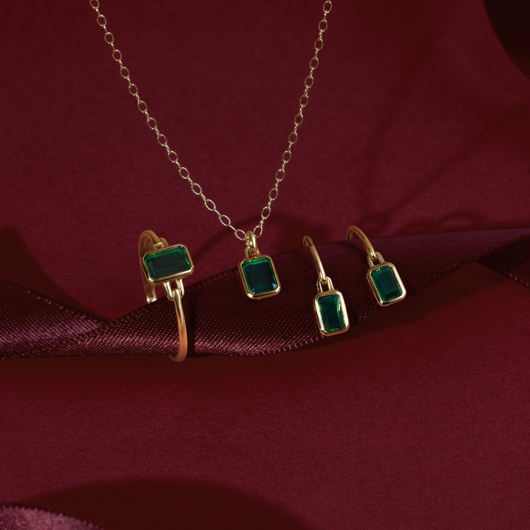 Classic Baguette Chalcedony Drop Earrings in 9ct Yellow Gold