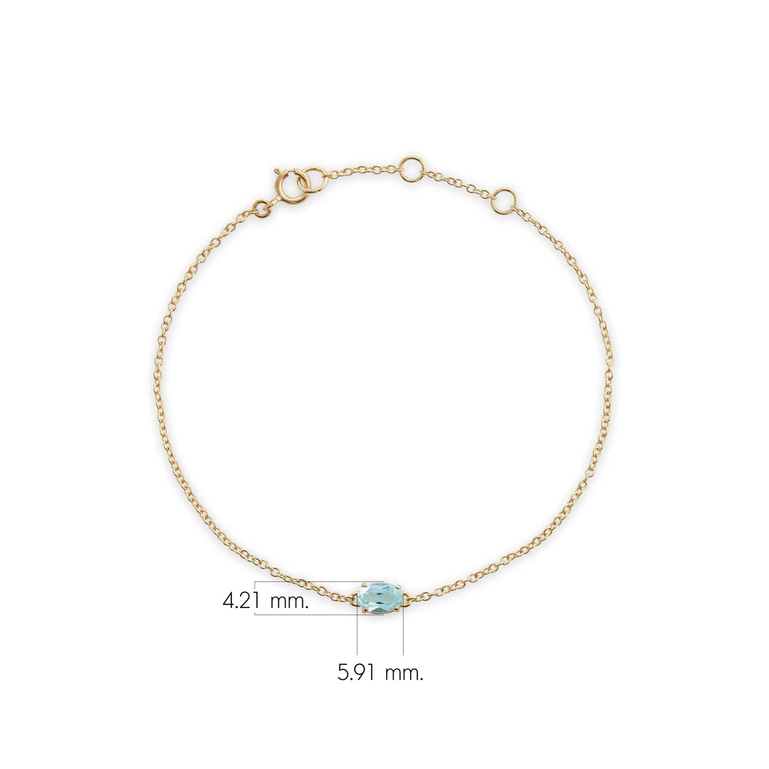 Classic Oval Blue Topaz Single Stone Bracelet in 9ct Yellow Gold