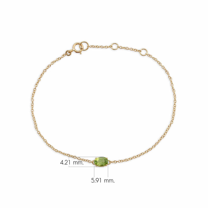 Classic Oval Peridot Single Stone Bracelet in 9ct Yellow Gold