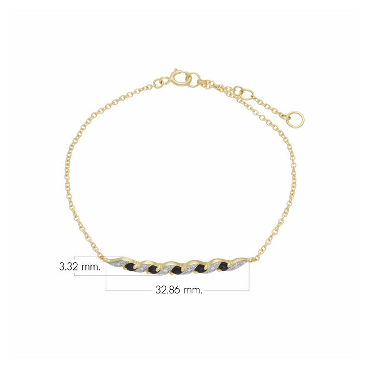 Classic Sapphire & Diamond Spiral Bracelet in 9ct Yellow Gold