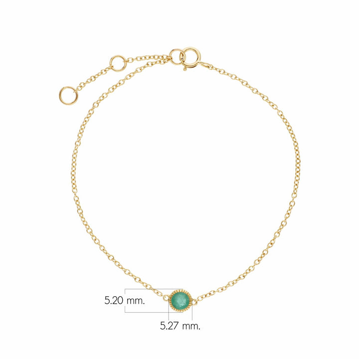 Classic Single Stone Round Emerald Milgrain Bracelet in 9ct Gold