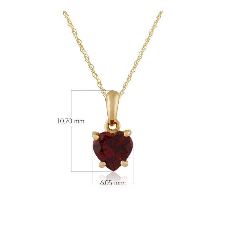Classic Heart Garnet Pendant in 9ct Yellow Gold