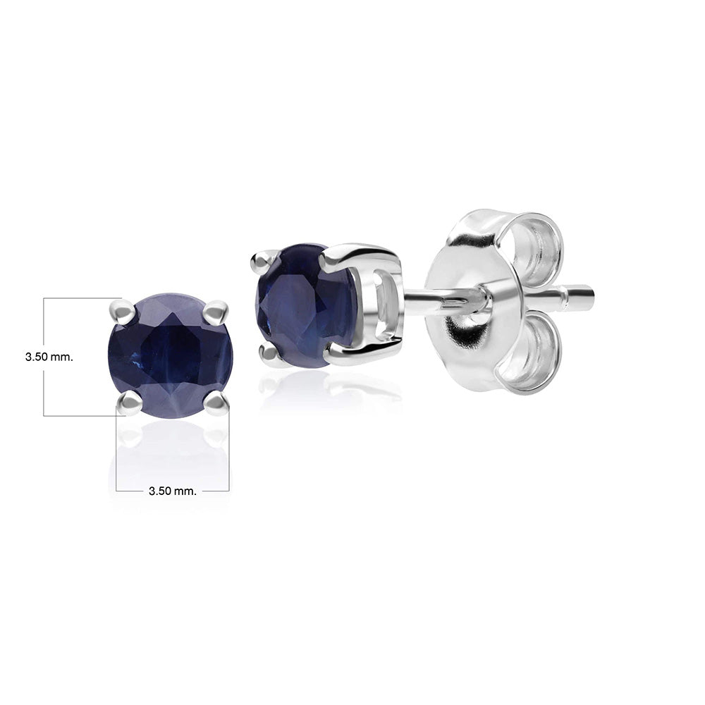 Classic Round Sapphire Stud Earrings in 9ct White Gold