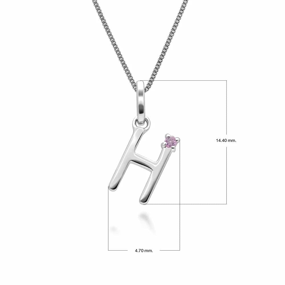 Initial Pink Sapphire Letter Charm Necklace in 9ct White Gold