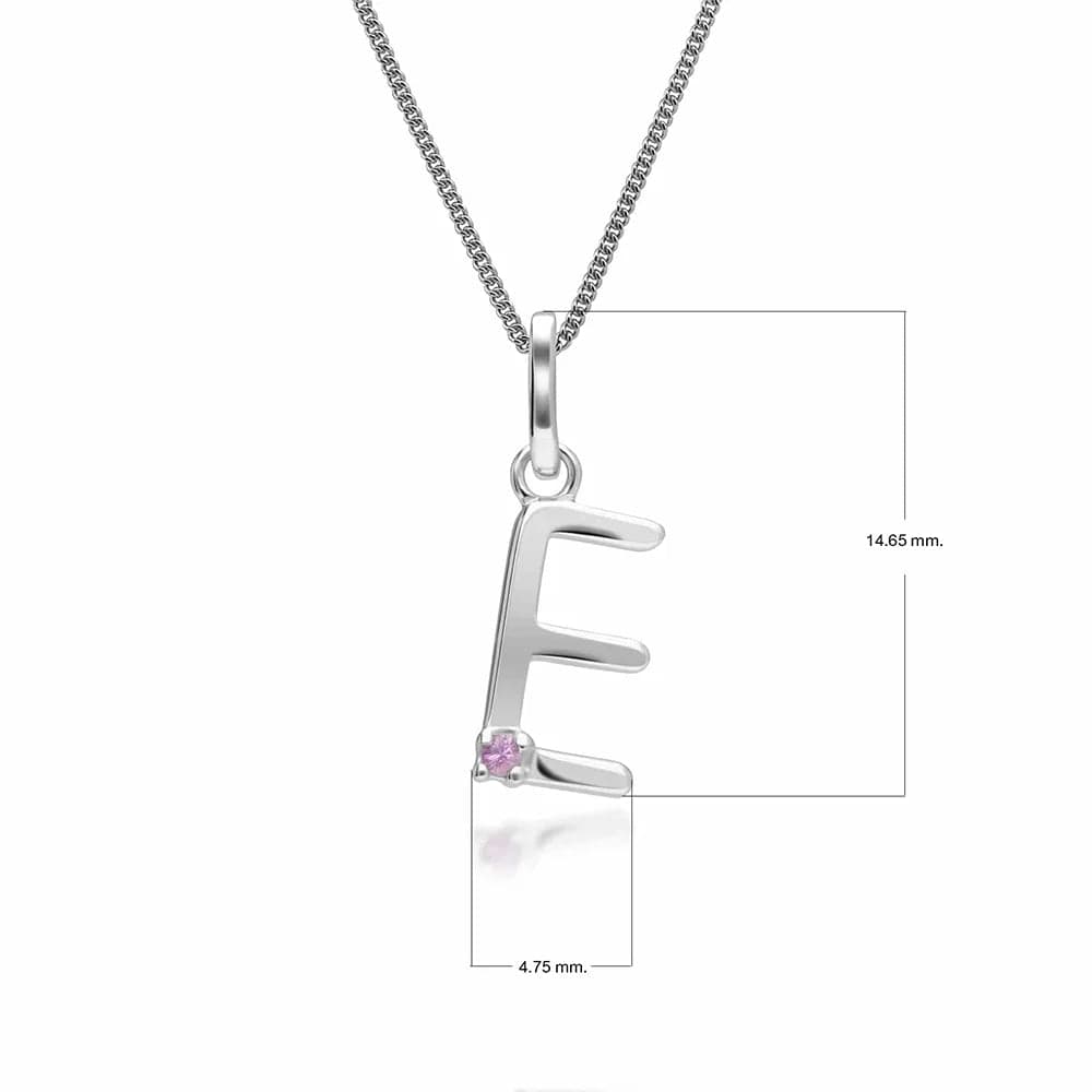 Initial Pink Sapphire Letter Charm Necklace in 9ct White Gold