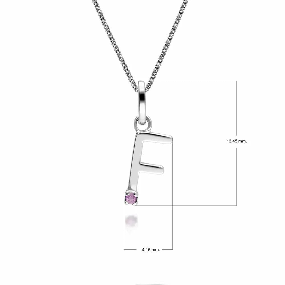 Initial Pink Sapphire Letter Charm Necklace in 9ct White Gold