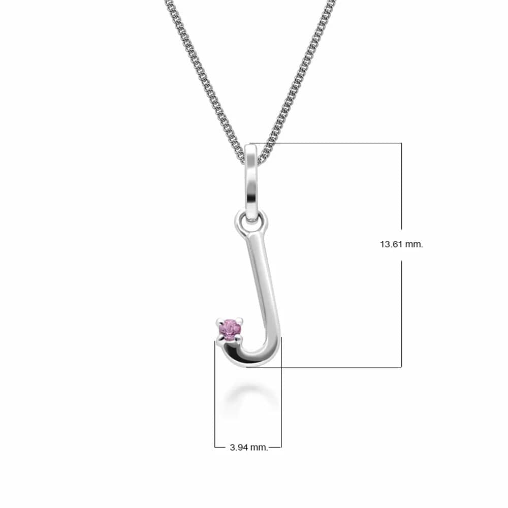 Initial Pink Sapphire Letter Charm Necklace in 9ct White Gold