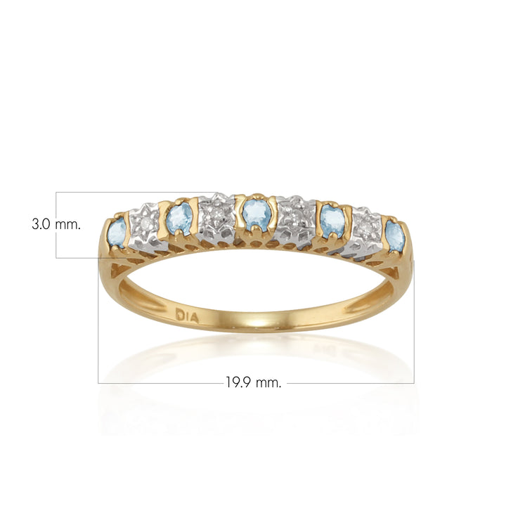 Classic Round Blue Topaz & Diamond Eternity Ring in 9ct Yellow Gold 