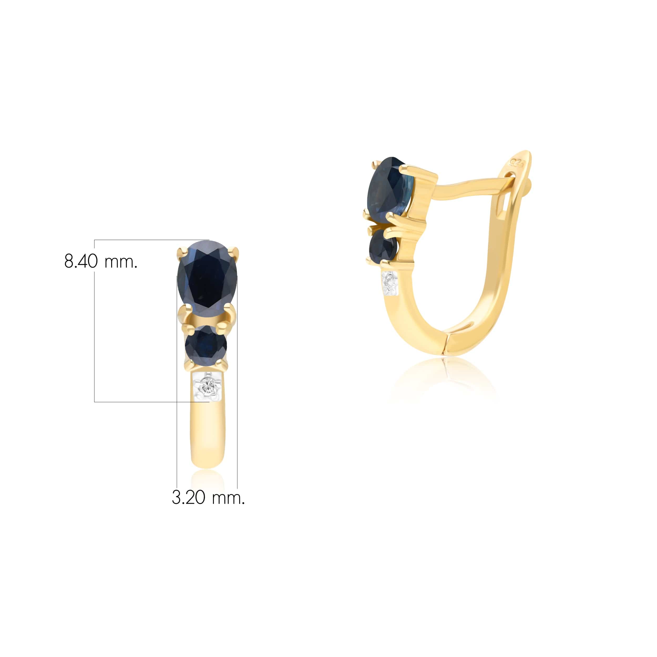 183E0407059 Classic Oval Sapphire & Diamond Hoop Earrings in 9ct Yellow Gold 3