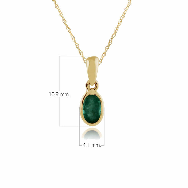 Classic Oval Emerald Pendant in 9ct Yellow Gold