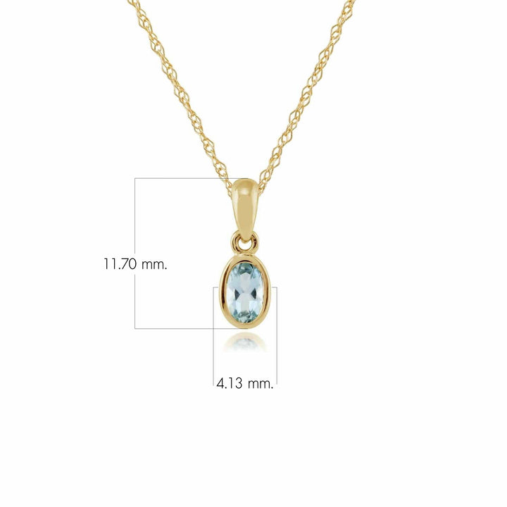 Classic Oval Aquamarine Pendant in 9ct Yellow Gold
