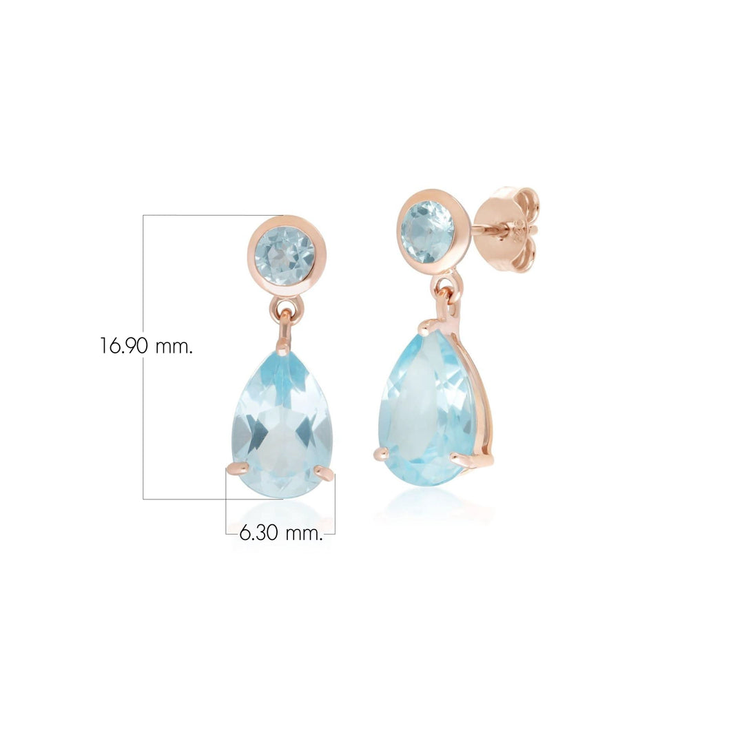 Classic Pear Blue Topaz Drop Earrings in 9ct Rose Gold
