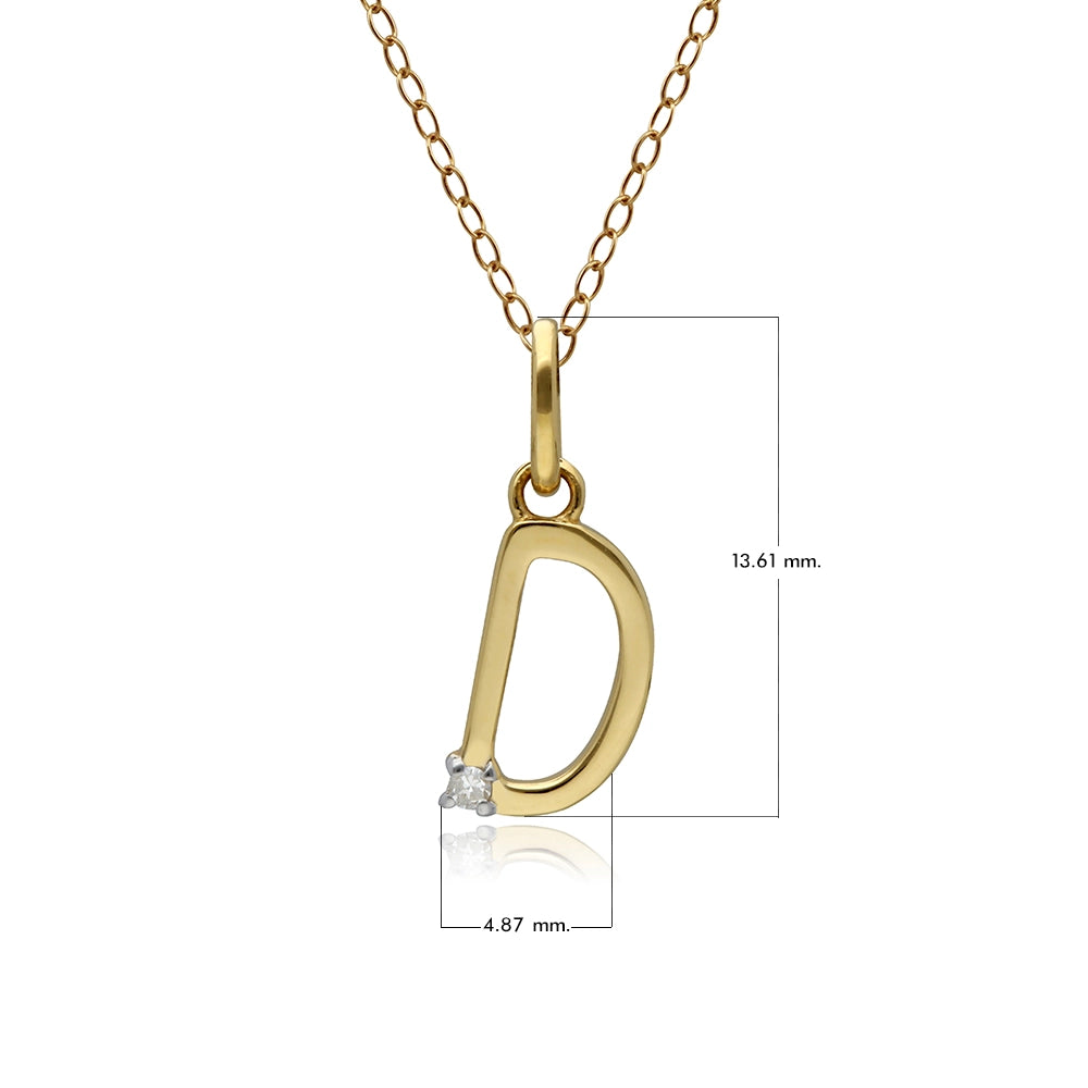 Initial Diamond Letter Necklace In 9ct Yellow Gold