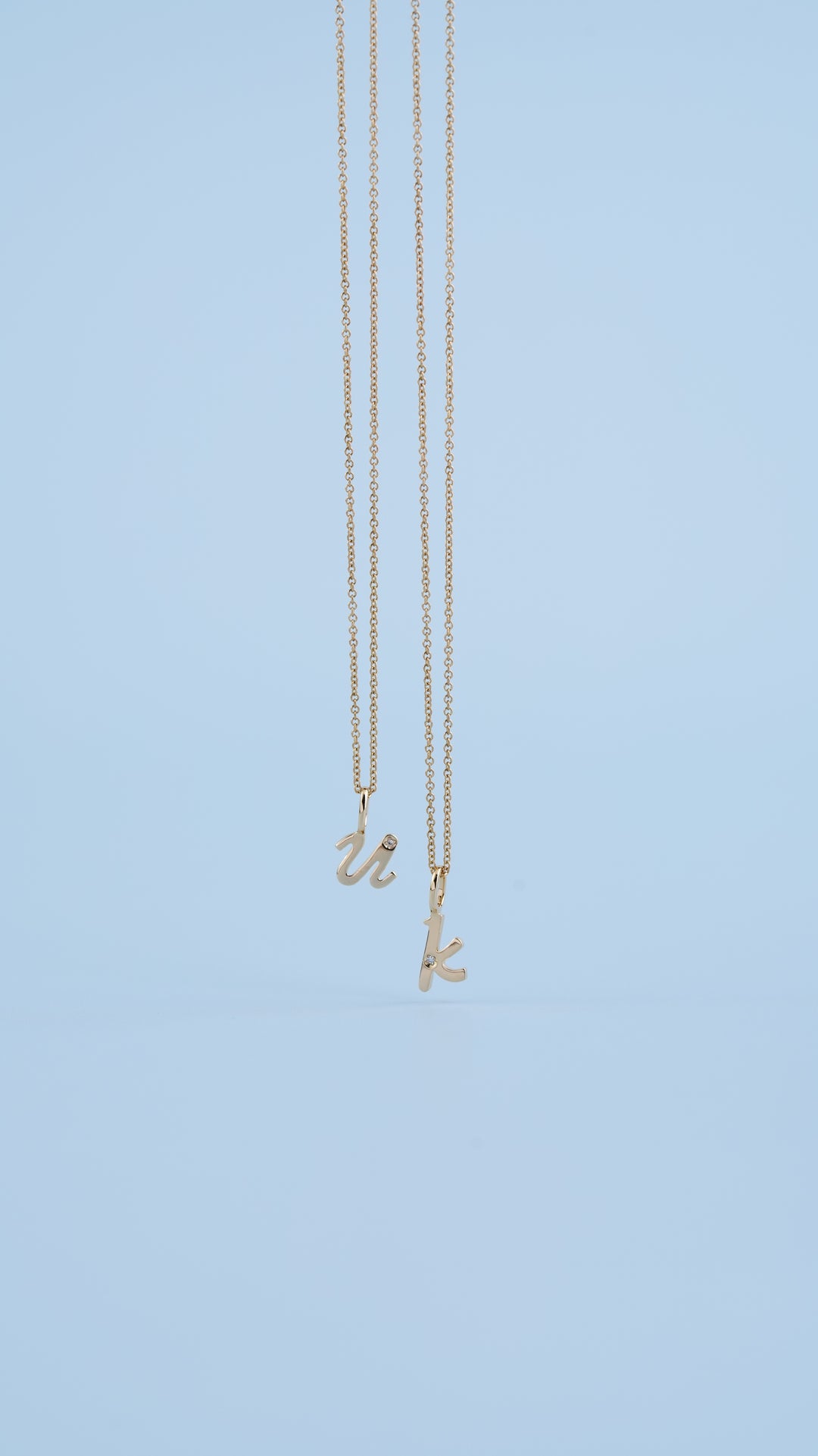 Alphabet Letter U Diamond pendant in 9ct Yellow Gold