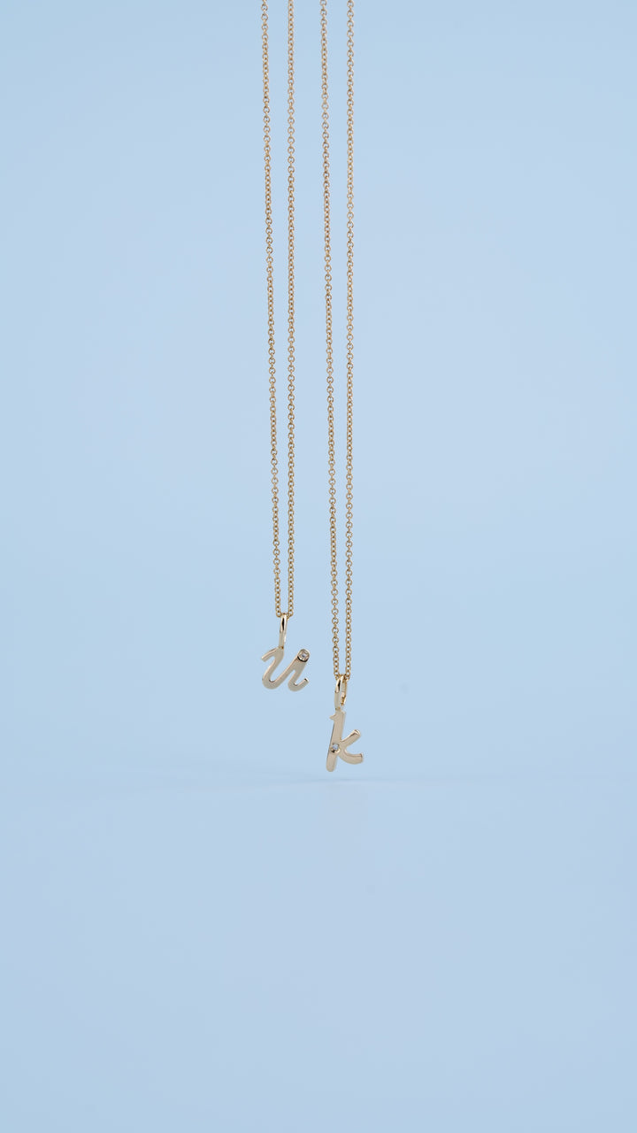 Alphabet Letter U Diamond pendant in 9ct Yellow Gold