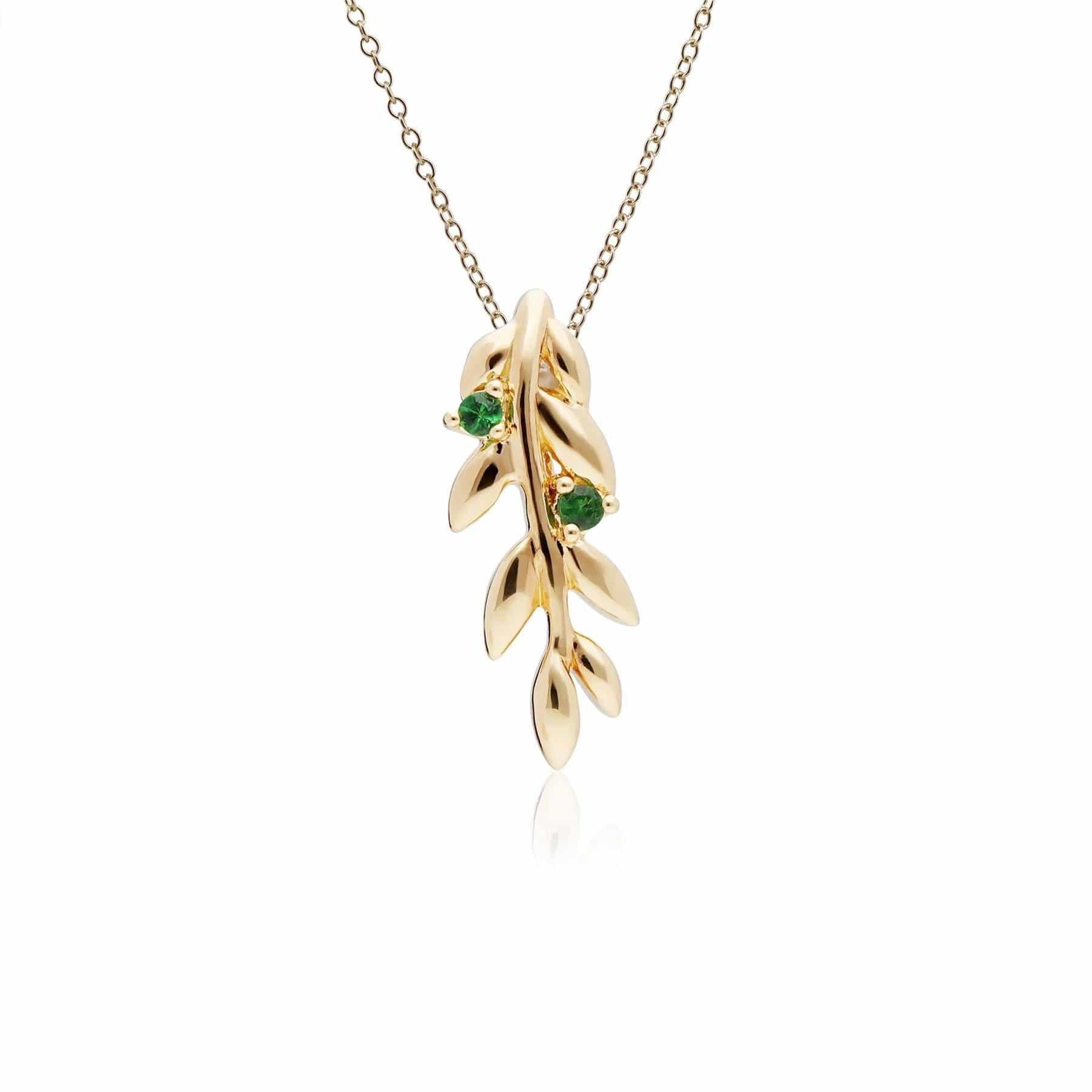 O Leaf Tsavorite Pendant in Gold Plated Sterling Silver