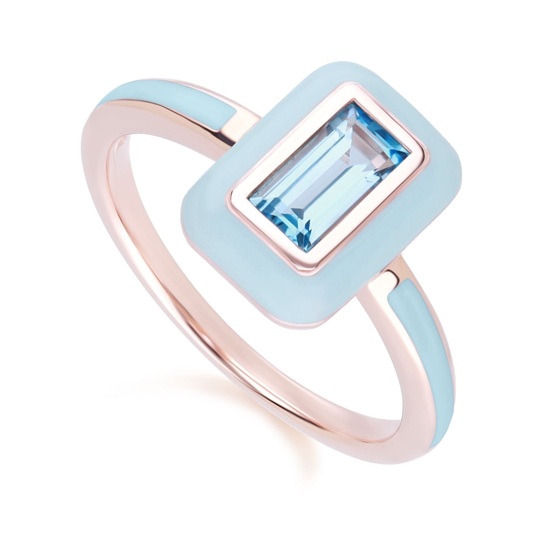 253R710401925 Siberian Waltz Blue Enamel & Swiss Blue Topaz Ring In 18ct Rose Gold Plated Sterling Silver Side