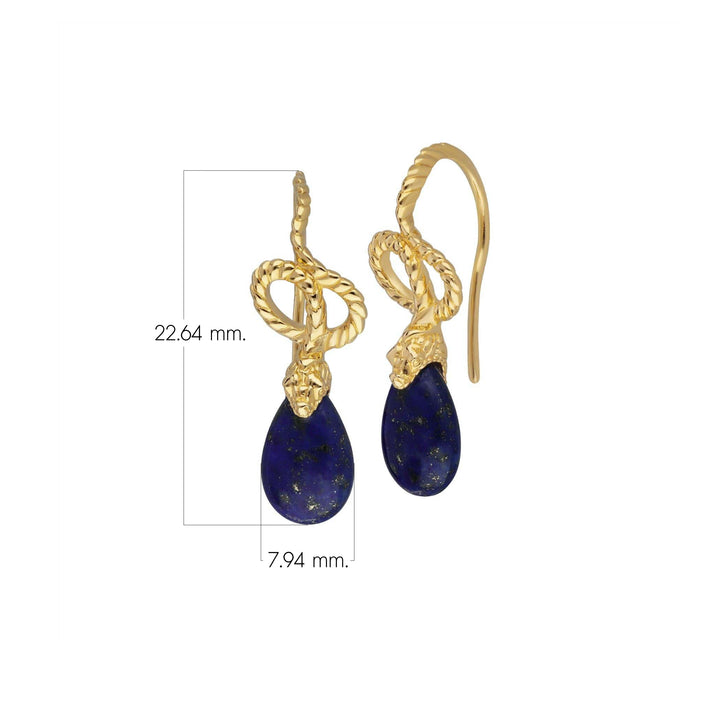 ECFEW™ Lapis Lazuli Winding Snake Drop Earrings in Gold Plated Sterling Silver