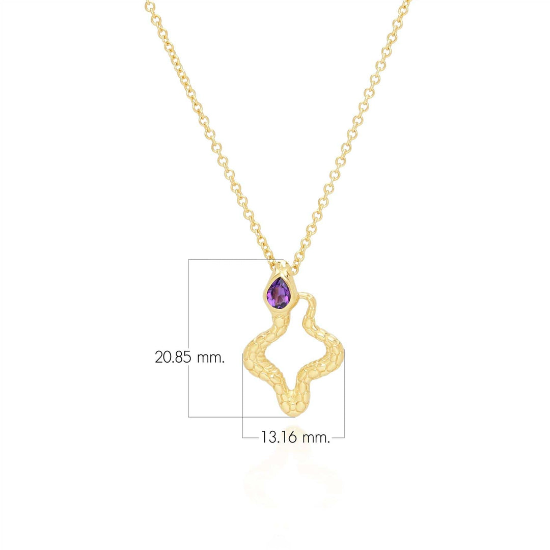 253N365702925 ECFEW™ Amethyst Snake Pendant Necklace in Gold Plated Sterling Silver Dimensions